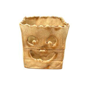 Vintage Scioto Halloween Jack-o’-lantern Paper Bag Face Ceramic 1990 Candle